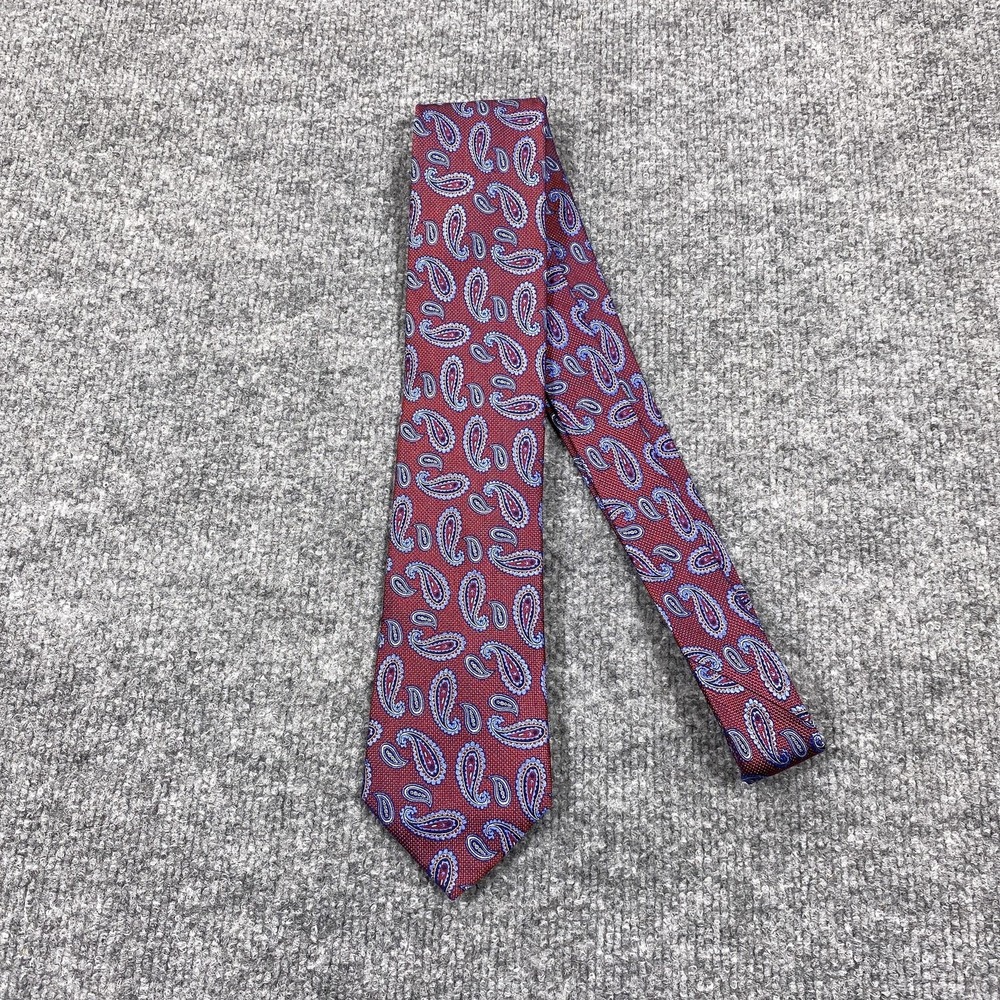 MICHAEL Michael Kors Tie Mens One Size Red Paisley 100% Silk Jacquard Necktie